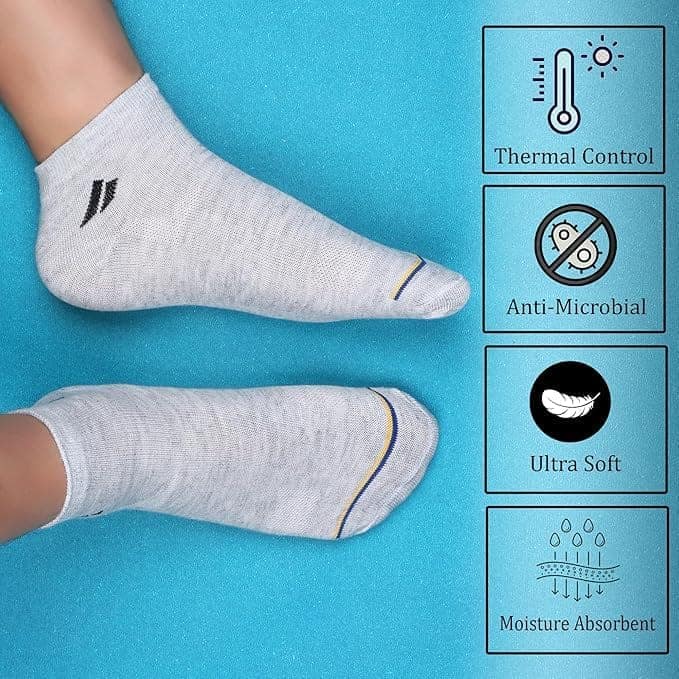 SJeware Unisex Cotton Men and Women Solid Ankle Length Socks (Pack Of 5), Assorted view 3
