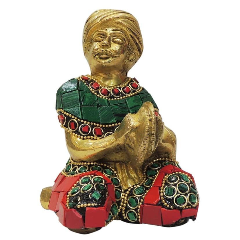 Brass Showpiece Male Musical Statue, Height : 4.5 Inch (BSMAS1830 D) view 2