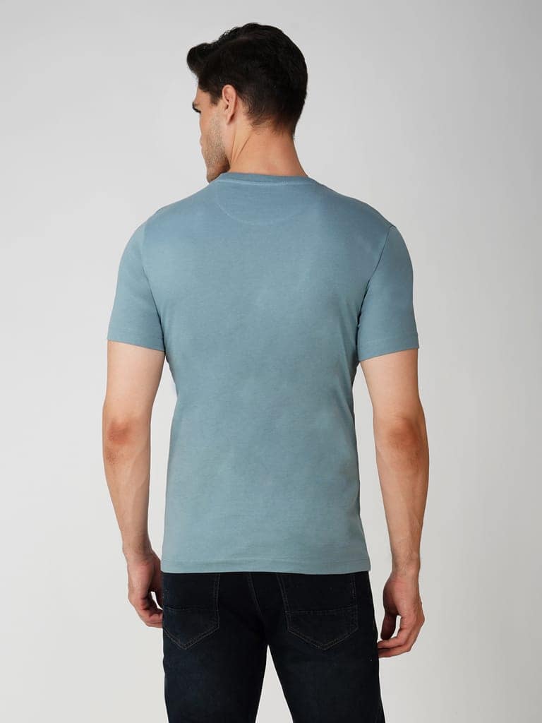 Men’s Branded 100% Cotton Jersey T-Shirt Blue view 2