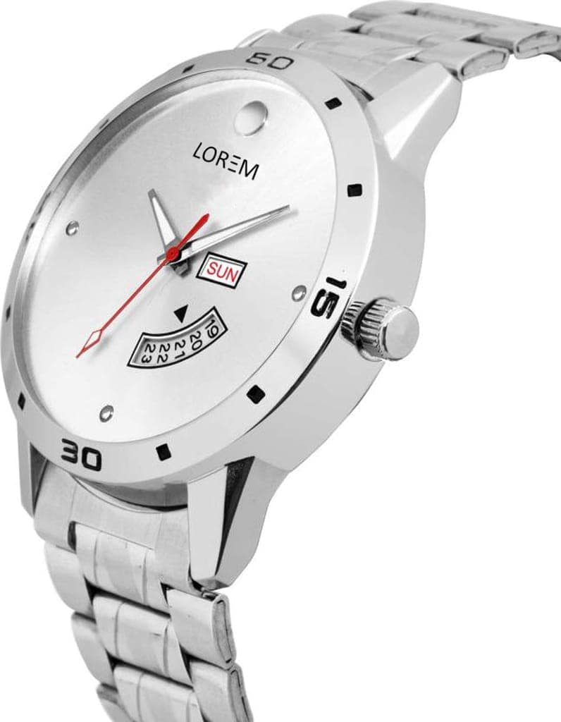 LOREM Silver Day Date Analog Watch for Men LR103-UF view 4
