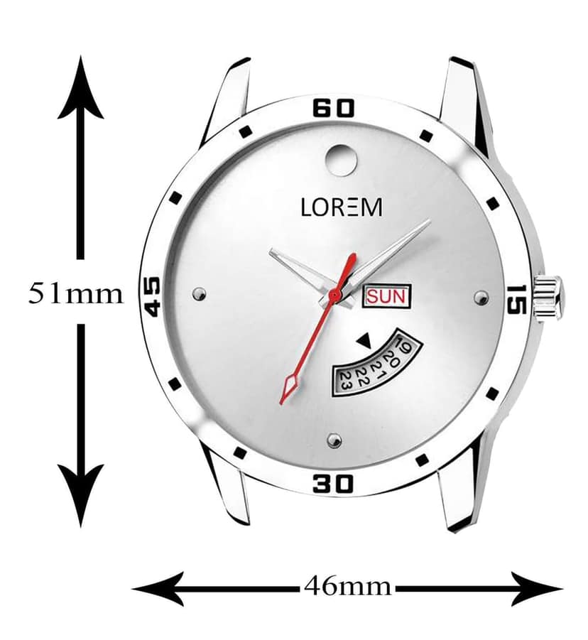 LOREM Silver Day Date Analog Watch for Men LR103-UF view 5