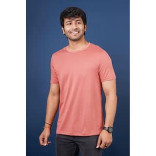 Redline Mens Brown Solid 100% Cotton Round Neck T-Shirt view 2