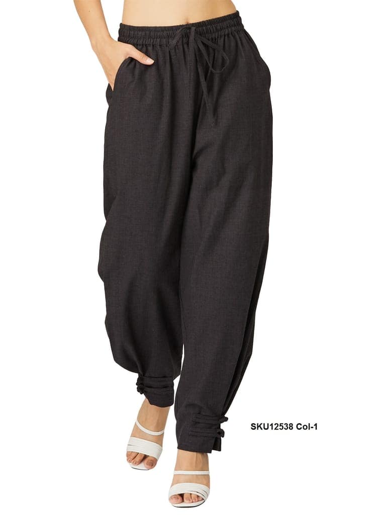 Women's Solid Cotton Harem Pants with Floral Print Spaghetti Strap Crop Top view 7