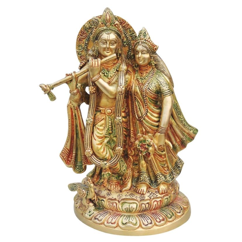 Brass Radha Krishna Statue - Decorative Brass Idol, Height : 11.5 Inch (BSMAS688 B) view 2