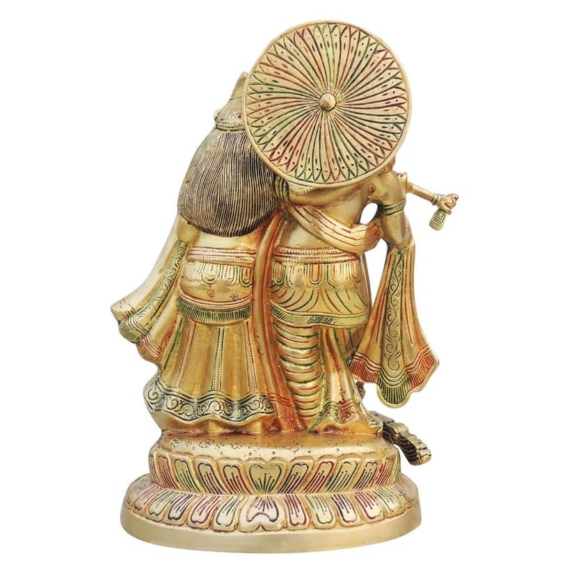 Brass Radha Krishna Statue - Decorative Brass Idol, Height : 11.5 Inch (BSMAS688 B) view 3