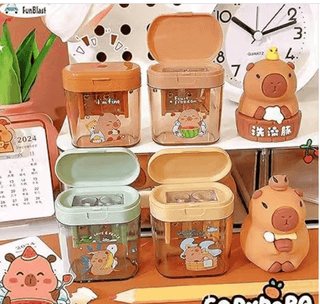 Kawaii Capybara Pencil Sharpener – Set of 4 Pcs Two-Hole Sharpeners for Kids, Aesthetic School Stationery
