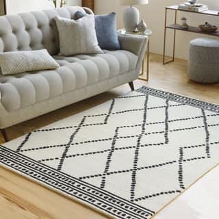 Hand-Tufted Arsenal Cream and Black Wool Rug