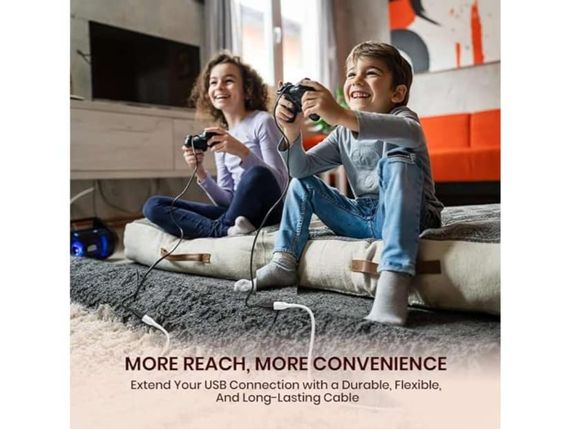 Portronics Uniconnect, 3M USB Extension Cable, Durable USB Type-A Male to Female Cable, Data Transfer & Charging, Compatible with Laptops, PCs, Printers & More view 3