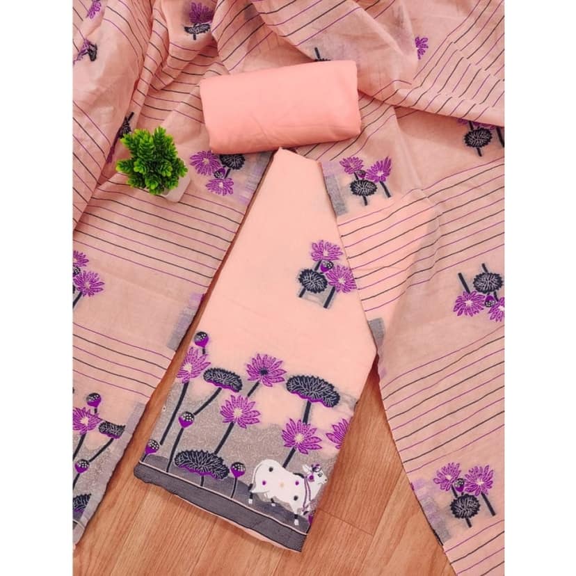 womens banarasi silk printed unstitched salwar suit material with dupatta pink pid62691 view 2