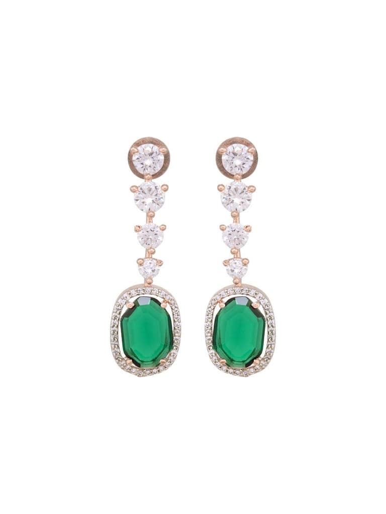 Bottle green drop earrings diamond studded view 3