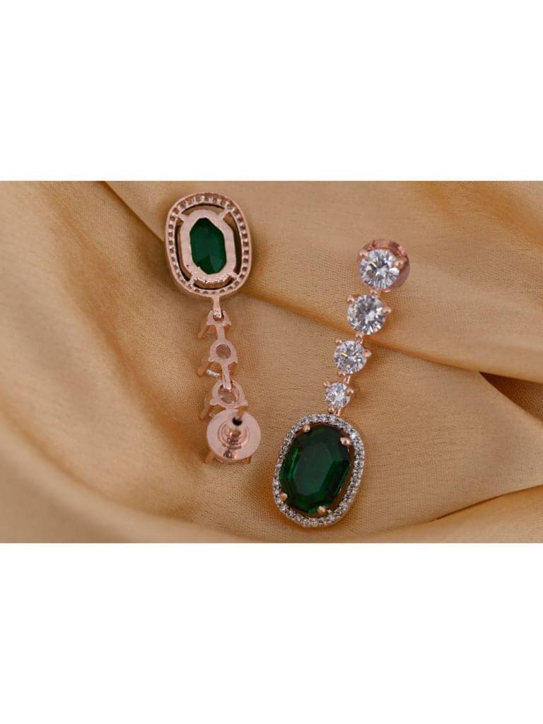 Bottle green drop earrings diamond studded view 4