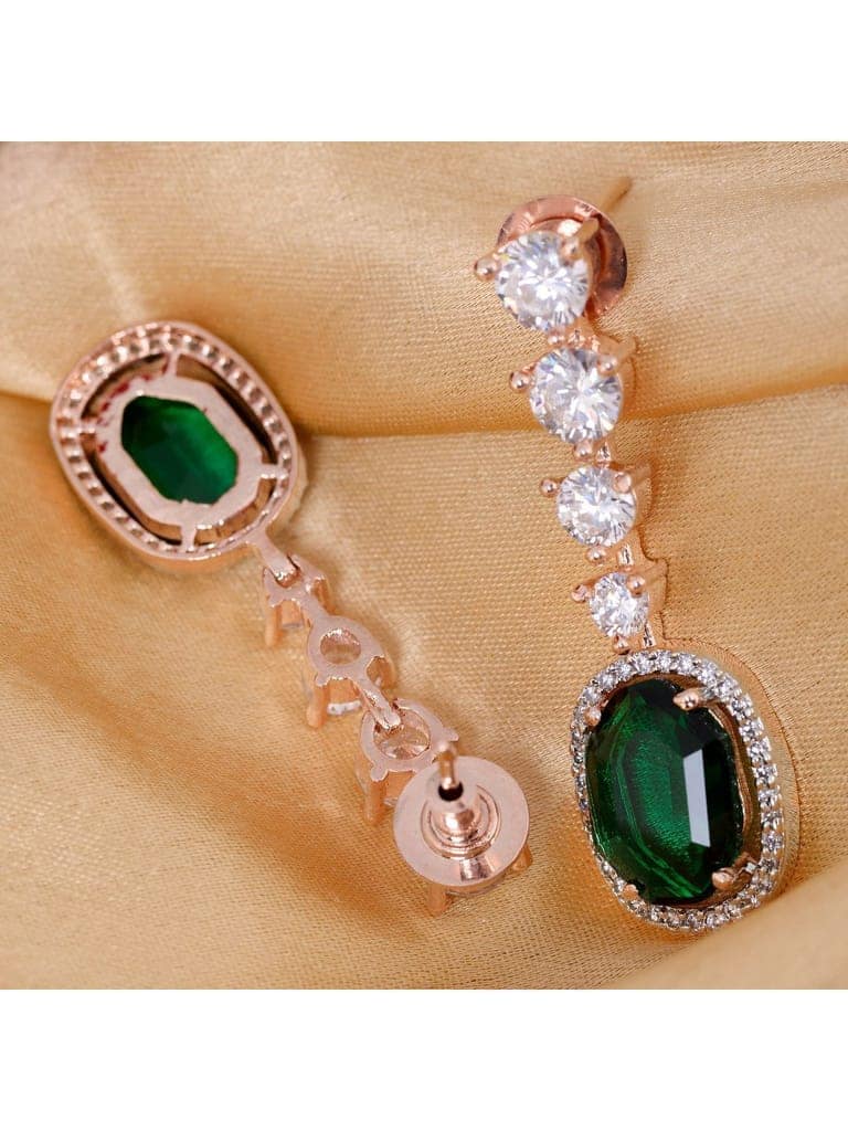 Bottle green drop earrings diamond studded view 6