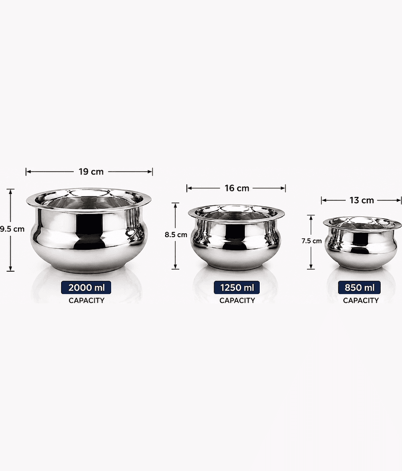 Visaxmi Non Coated Stainless Steel Cookware Sets Steel Handi set view 2