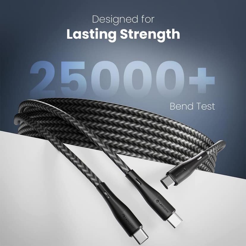 LAPCARE HOOK 2-in-1 USB-C to C Combo Fast Charging Cable 65W | 1.2m Nylon Braided | PD Fast Charge & Data Sync | Compatible with Laptop, iPad, iPhone, Samsung & Other Type C Devices view 5