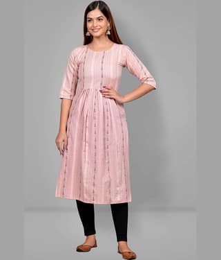 Lerkiza Peach Cotton Maternity Kurta