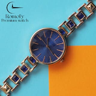 New arrival Bracelet Stylish Design Blue Diamond Belt Rose Gold Classic Watches Analog Watch For Girls