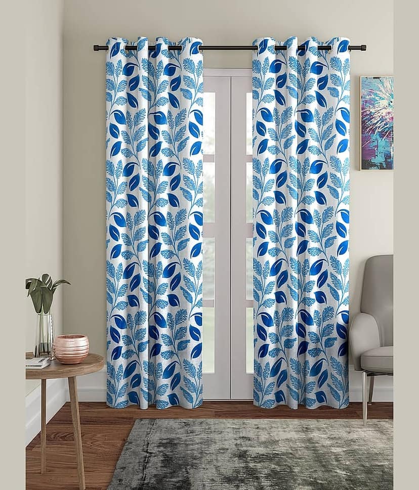 Cortina - Nature Printed Room Darkening Eyelet Curtain-5 Ft-pack of 2