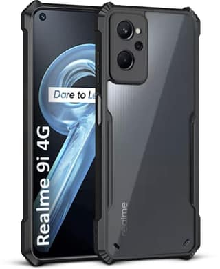 PLUGTECH Slim Shockproof Case | Matte Black Soft | Drop Protection | Precise Cutouts | Premium Mobile Cover for Realme 9i 4G
