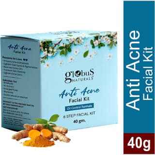 Globus Naturals Anti Acne 6 Step Facial Kit For Oil Control Unclogging Pore Suitable For Oily Acne Prone Skin 40gm
