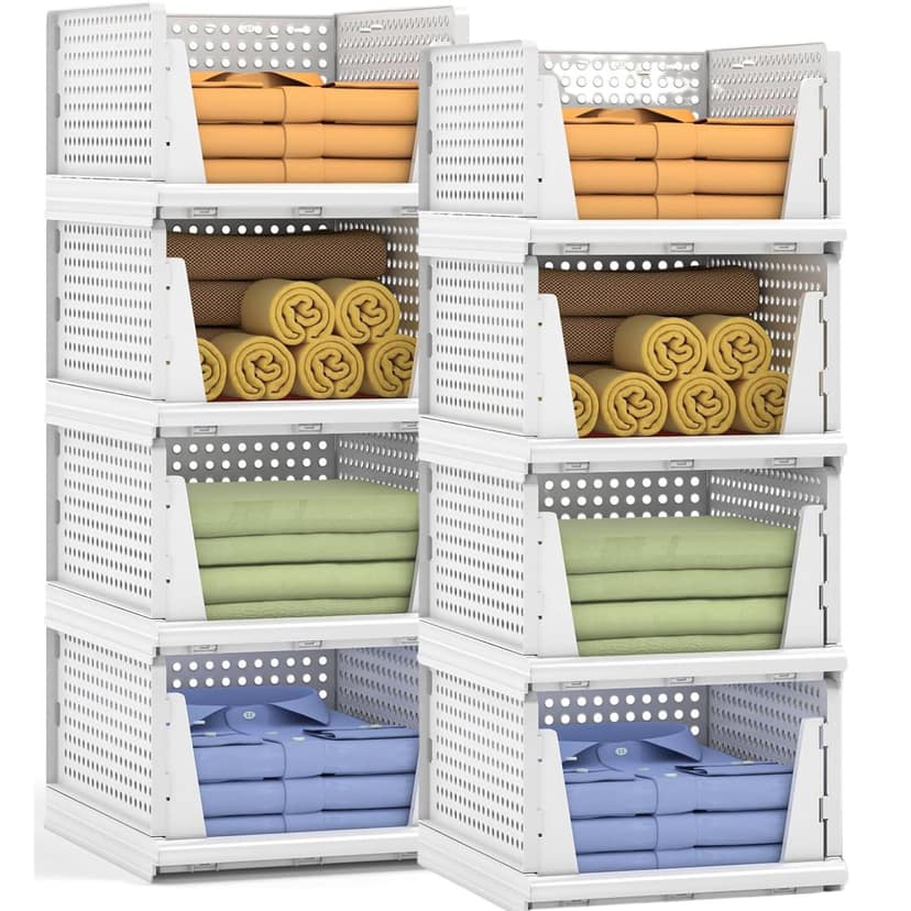 Panchhi Store Wardrobe Organizer for Clothes Cupboard Organizer for Clothes Foldable and Stackable Clothes Organiser for Wardrobe Plastic Shelf Organizer for Shirt T shirt Jeans White