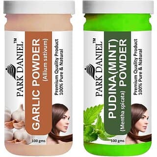 PARK DANIEL Pure & Natural Garlic Powder & Pudina(Mint)Powder Combo Pack of 2 Bottles of 100 gm (200 gm ) (200 ml)