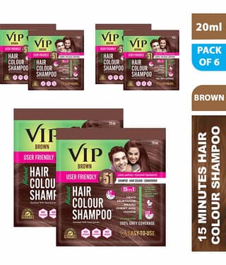 VIP Hair Colour Shampoo Natural Permanent Hair Color 20 mL Brown