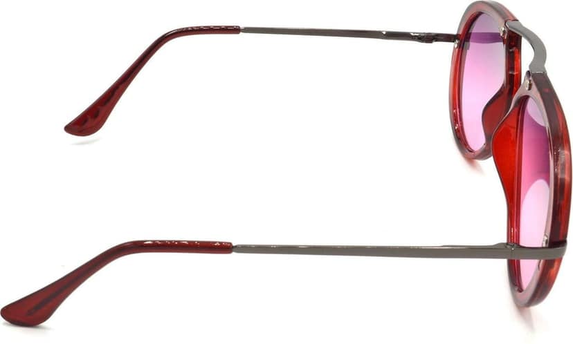 HRINKAR Unisex Wrap-around Sunglasses Red & Grey Frame, Pink & Golden Lens (Medium) - Pack of 2 view 4