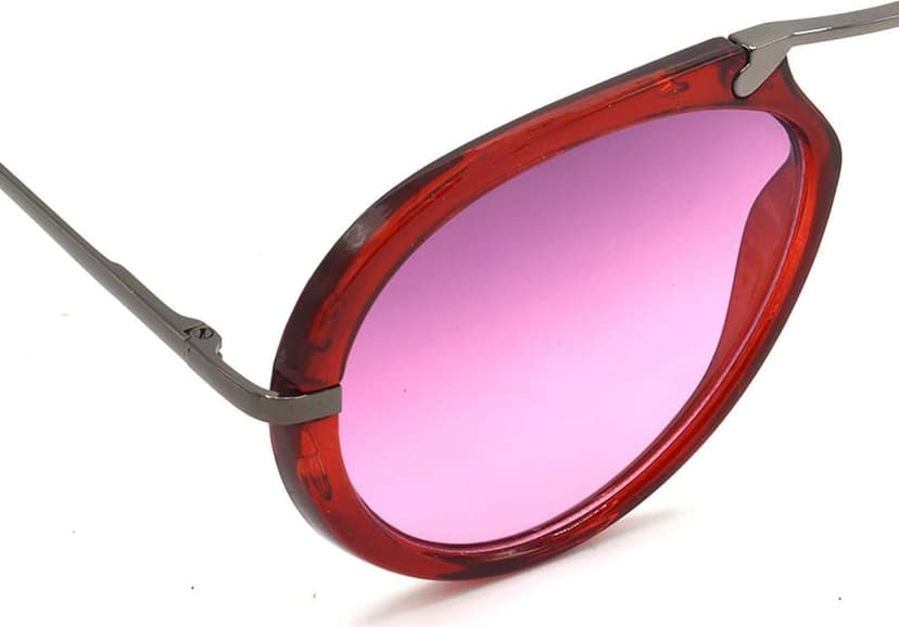 HRINKAR Unisex Wrap-around Sunglasses Red & Grey Frame, Pink & Golden Lens (Medium) - Pack of 2 view 7