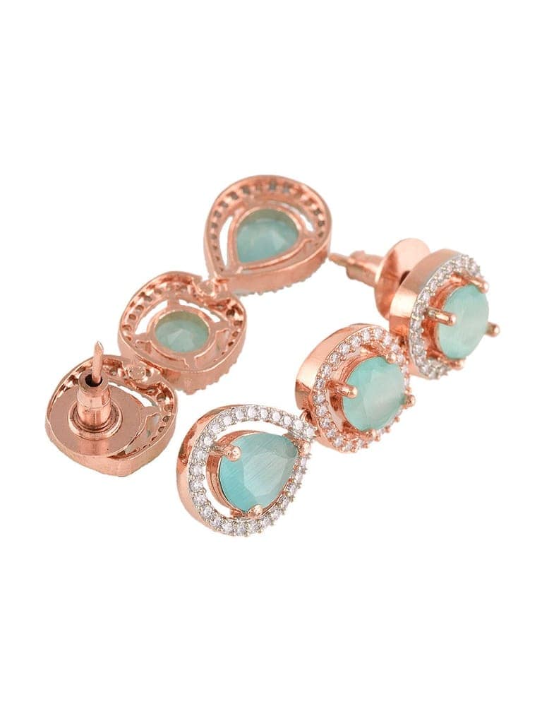 Turquoise Blue Solitaire studded Necklace Earrings for Women & Girls view 4