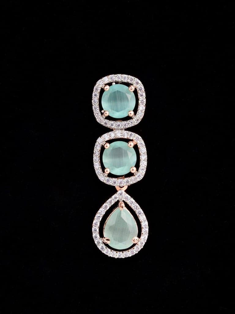 Turquoise Blue Solitaire studded Necklace Earrings for Women & Girls view 6