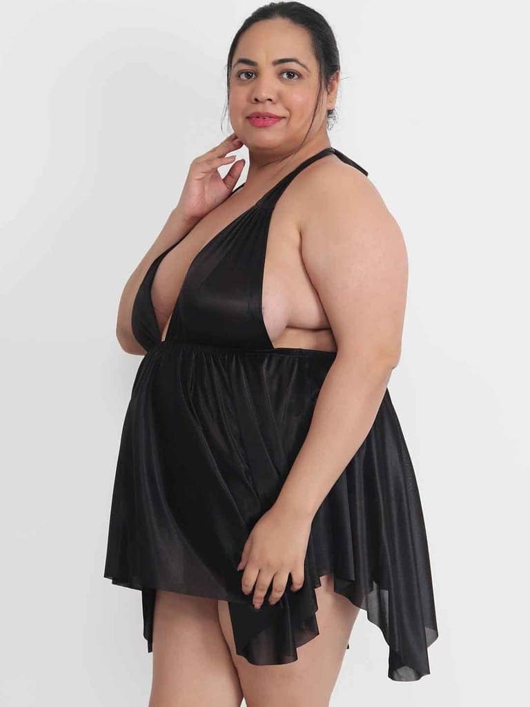 Klamotten Women's Plus Size Sexy Black Babydoll Dress for Honeymoon BB36K view 2