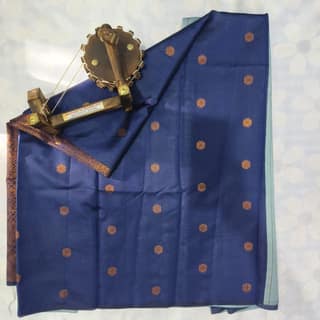 Rich Kubera Silk Cottton Saree with Blouse -Blue