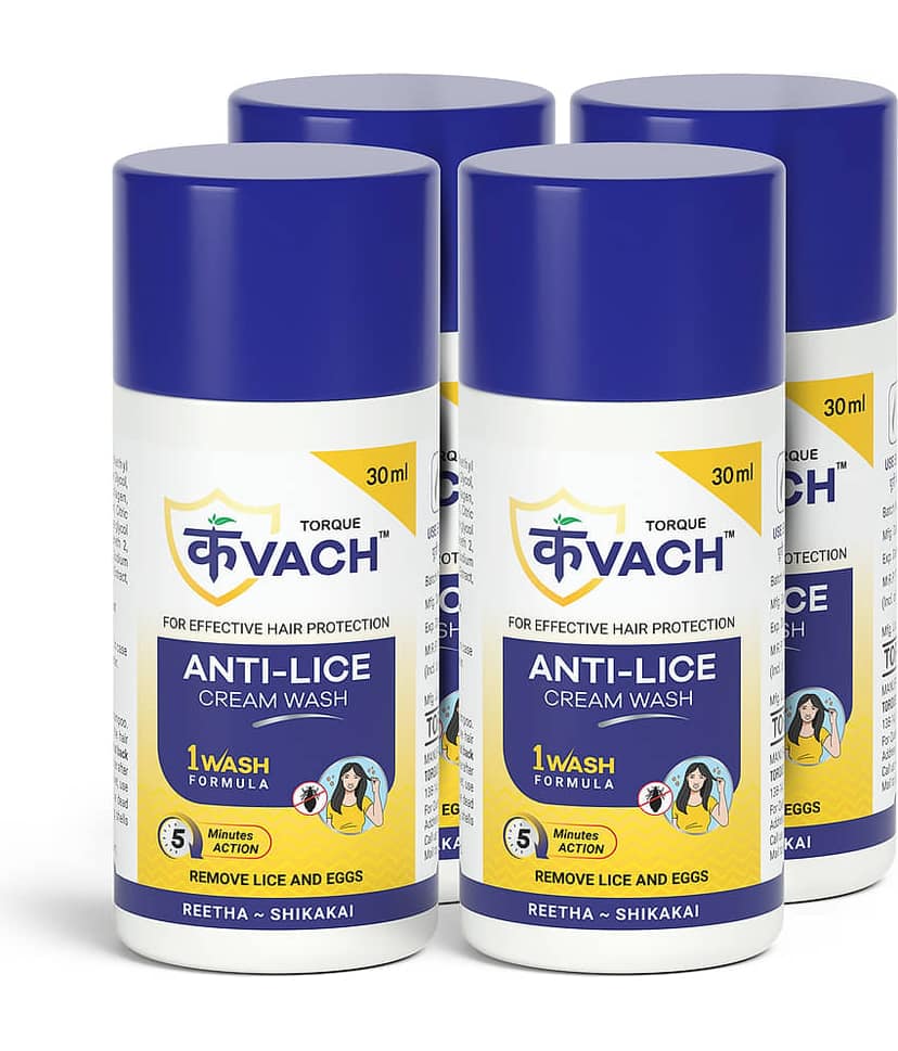 Torque kvach Anti Lice Cream Wash | Removes Lice and Nits |Made with Reetha & Shikakai 30 ml With Lice & Nits Remover Comb For Of 4 view 2