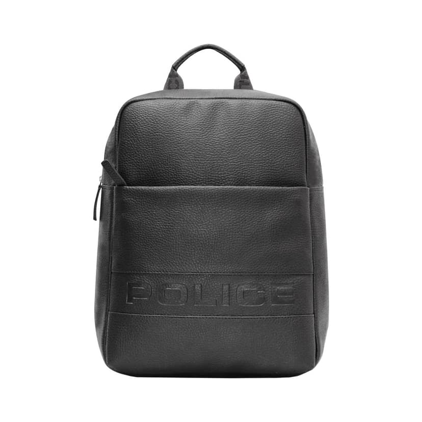 Police Premium Laptop Backpack for Men | Stylish Vegan Leather Backpack with Padded Laptop Compartment | Front Utility Pocket & Padded Shoulder Straps | Travel, Office & College Backpack | Black