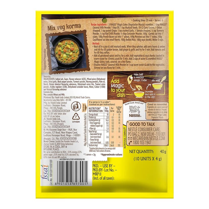 Nestle Maggi Magic Cubes, Vegetarian Masala 10 Cubes, 40 G view 2