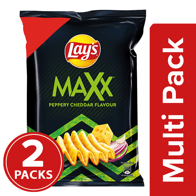 Lays Maxx Potato Chips - Peppery Cheddar, 56 G