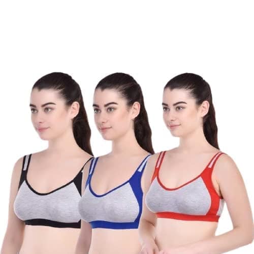 Fashion Bones- Women Cotton Blend Non Padded Full Coverage Sports Bra Pack of 2 view 10