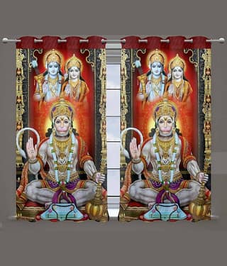 Rhetorical Graphic Room Darkening Eyelet Curtain 7 ft ( Pack of 2 ) - Multicolor
