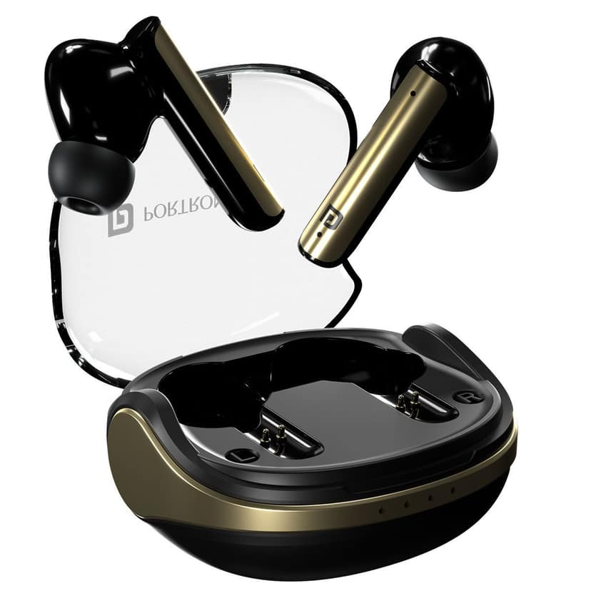 Portronics Harmonics Twins S7, 13mm Driver Earbuds - Black
