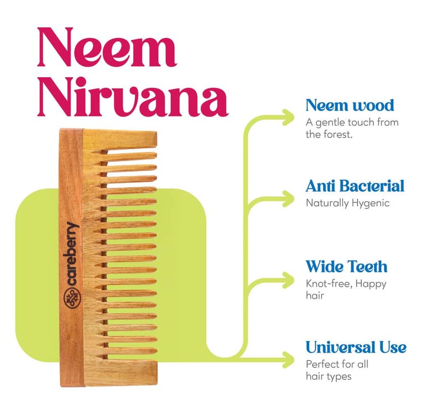 Careberry's Neem Nirvana Shampoo Comb | Reduce Breakage and Hairfall | Neem Comb For Detangling and Hair Growth view 6