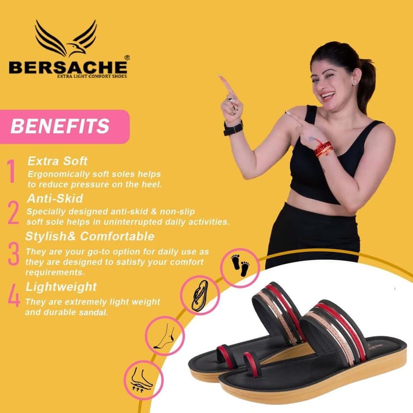 Bersache Extra Soft Classic Casual with Back Strap Regular wear with Ultra Soft & Flexibility Technology Sandal for Women's view 2