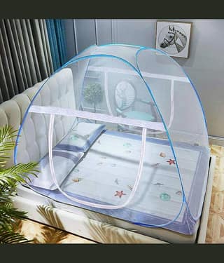 SHREENATHJI JEWELLERS Double Blue Plain Mosquito Net, Machardani