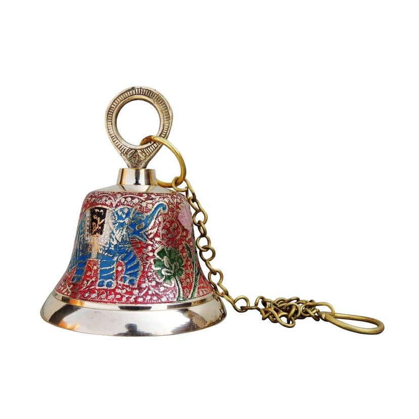 Brass Hanging Temple Pooja Bell, Bell Red Color, Height : 5.5 Inch (FMAS516 A) view 2