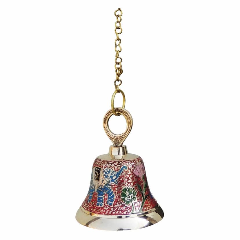 Brass Hanging Temple Pooja Bell, Bell Red Color, Height : 5.5 Inch (FMAS516 A) view 3