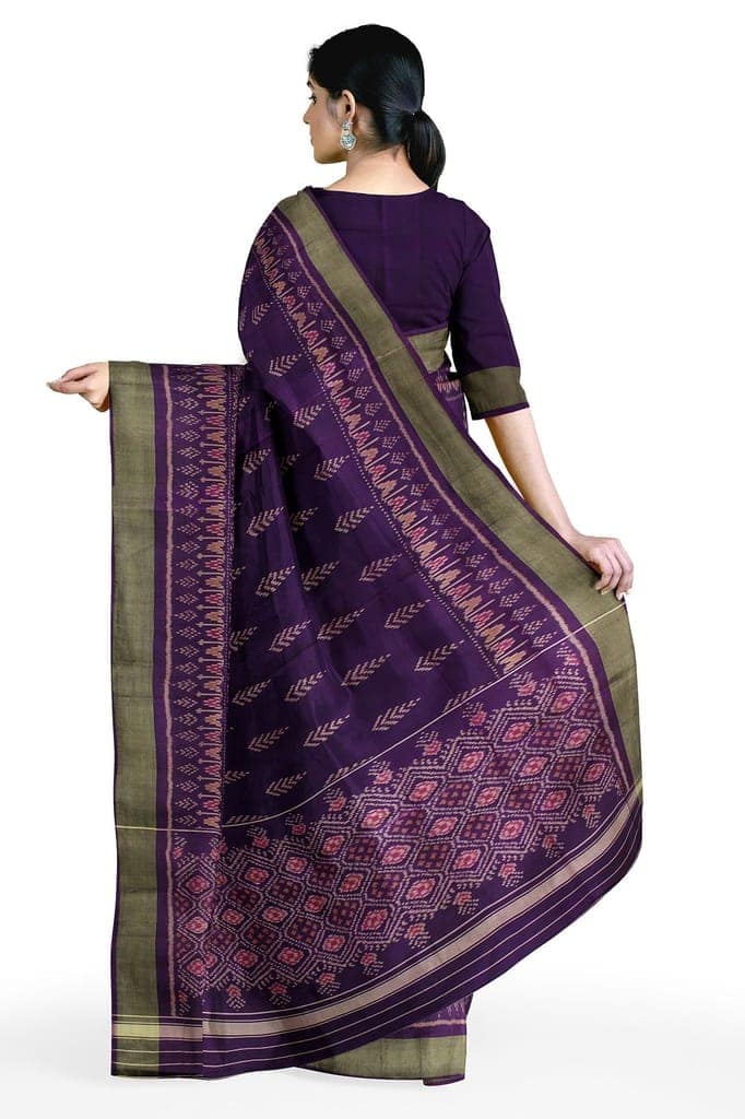 Garvi Gurjari (A Gujarat Govt Enterprise Women Purple Shaded Handloom Single Ikat Silk Patola Saree (GGCSIKS100) view 4