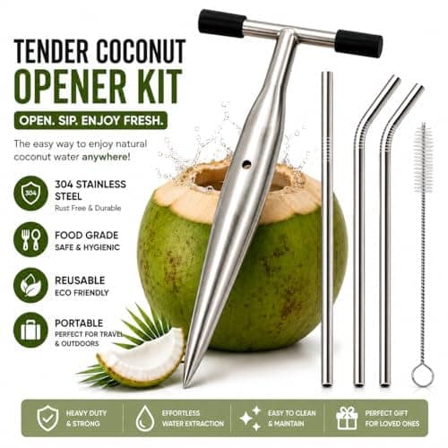 Coconut Opener Tool for Tender Green Coconut, Stainless Steel, 6 Pcs view 3