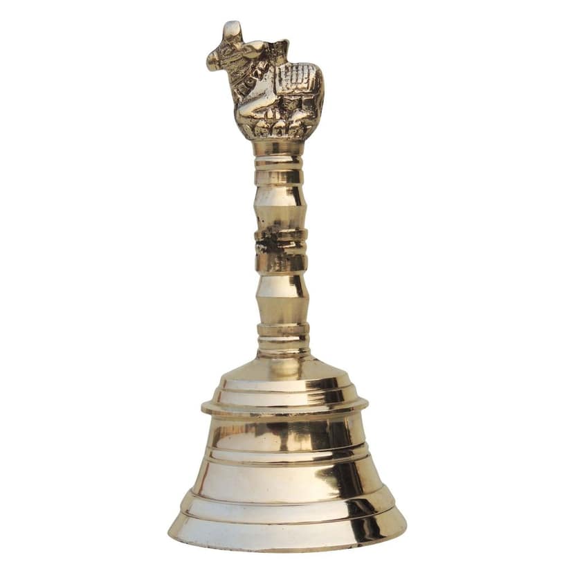 Brass Pooja Hand Bell, Nandi Ghanti, Height : 4.1 Inch (FMAS681 C) view 2