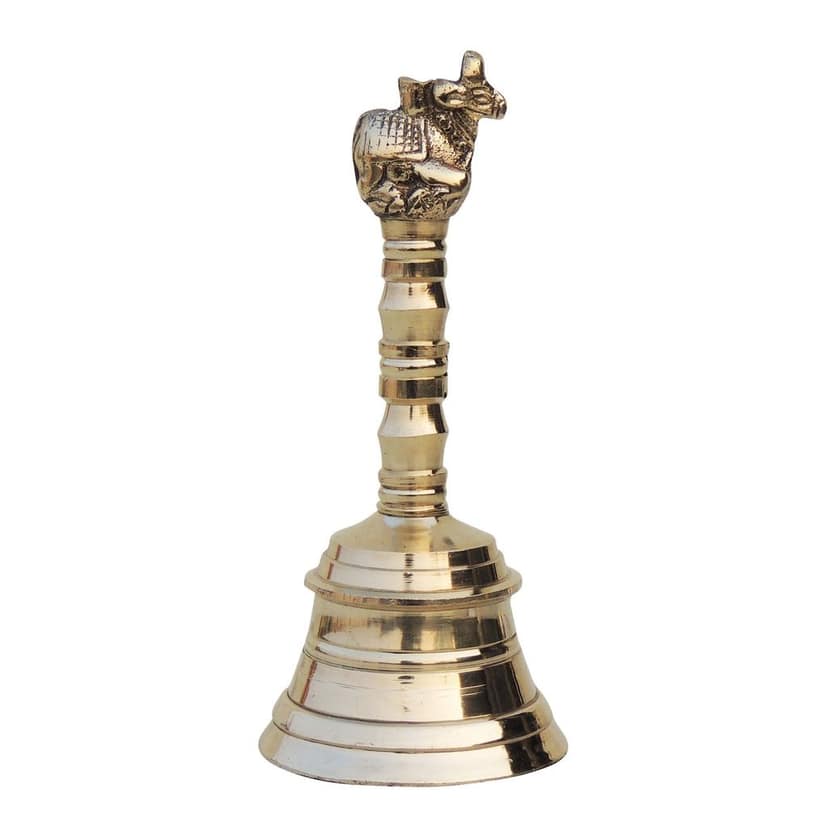 Brass Pooja Hand Bell, Nandi Ghanti, Height : 4.1 Inch (FMAS681 C) view 3