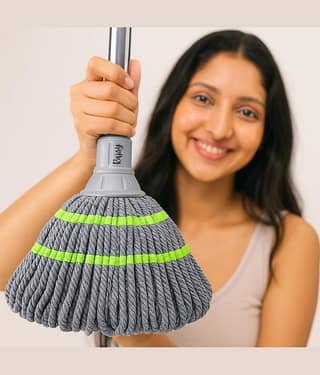 Microfiber Twist Mop for wet & dry cleaning on all floor types — tiles, marble, wood, laminate, etc.
