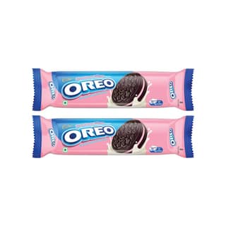 Cadbury Oreo Strawberry Flavour Sandwich Cream Biscuits - Pack of 2
